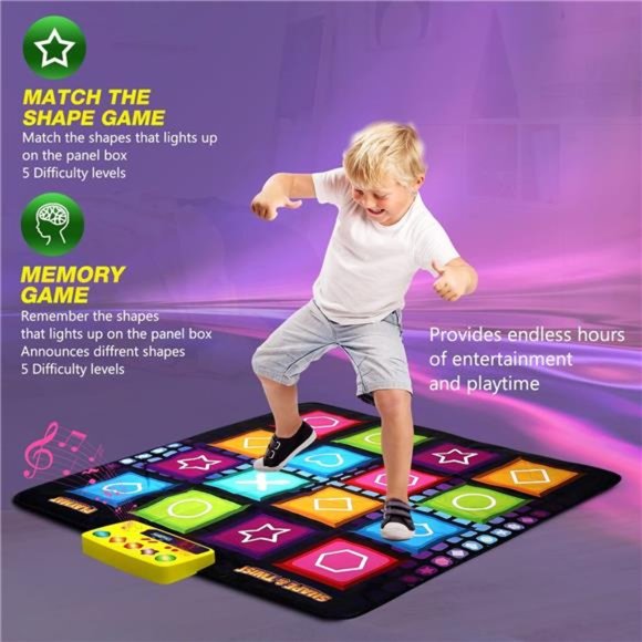 Shape & Twist Dance Mat | 3 Fun Educational Shape Games Mat for Kids Ages 4-8 - Picture 2 of 6